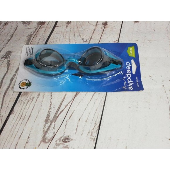 Deep Dive By Triangle Flexible Nose Bridge Teal Blue Black Swimming Goggles - Picture 2 of 5